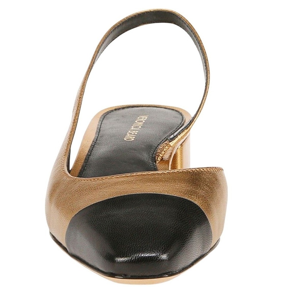 NIB Veronica Beard Cecile Half d'Orsay Slingback Pump 8.5‎ Gold Black Leather - Picture 5 of 12